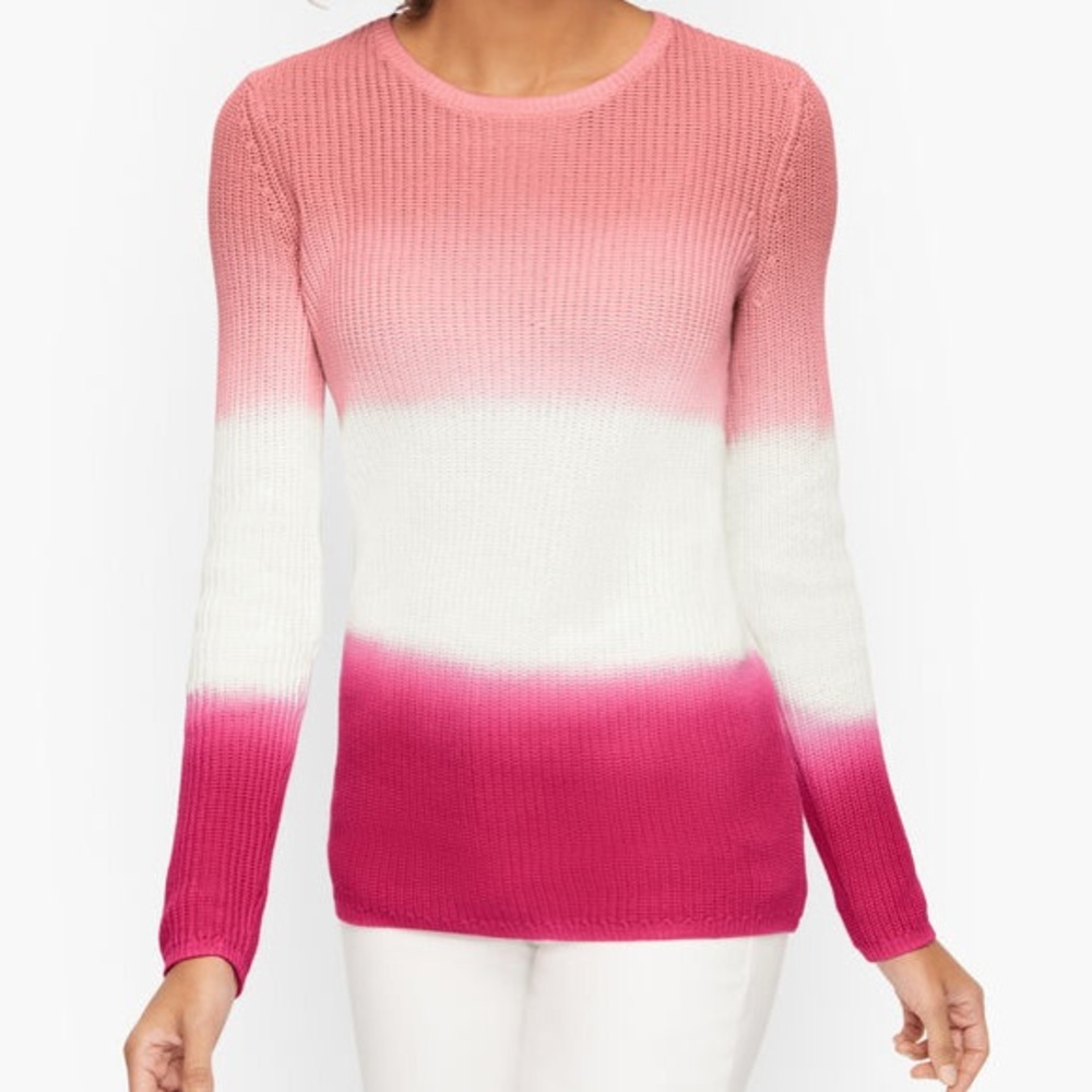 Talbots Shaker Stitch Sweater Ombre‎ Dip Dye Medium Minimalist Casual Spring